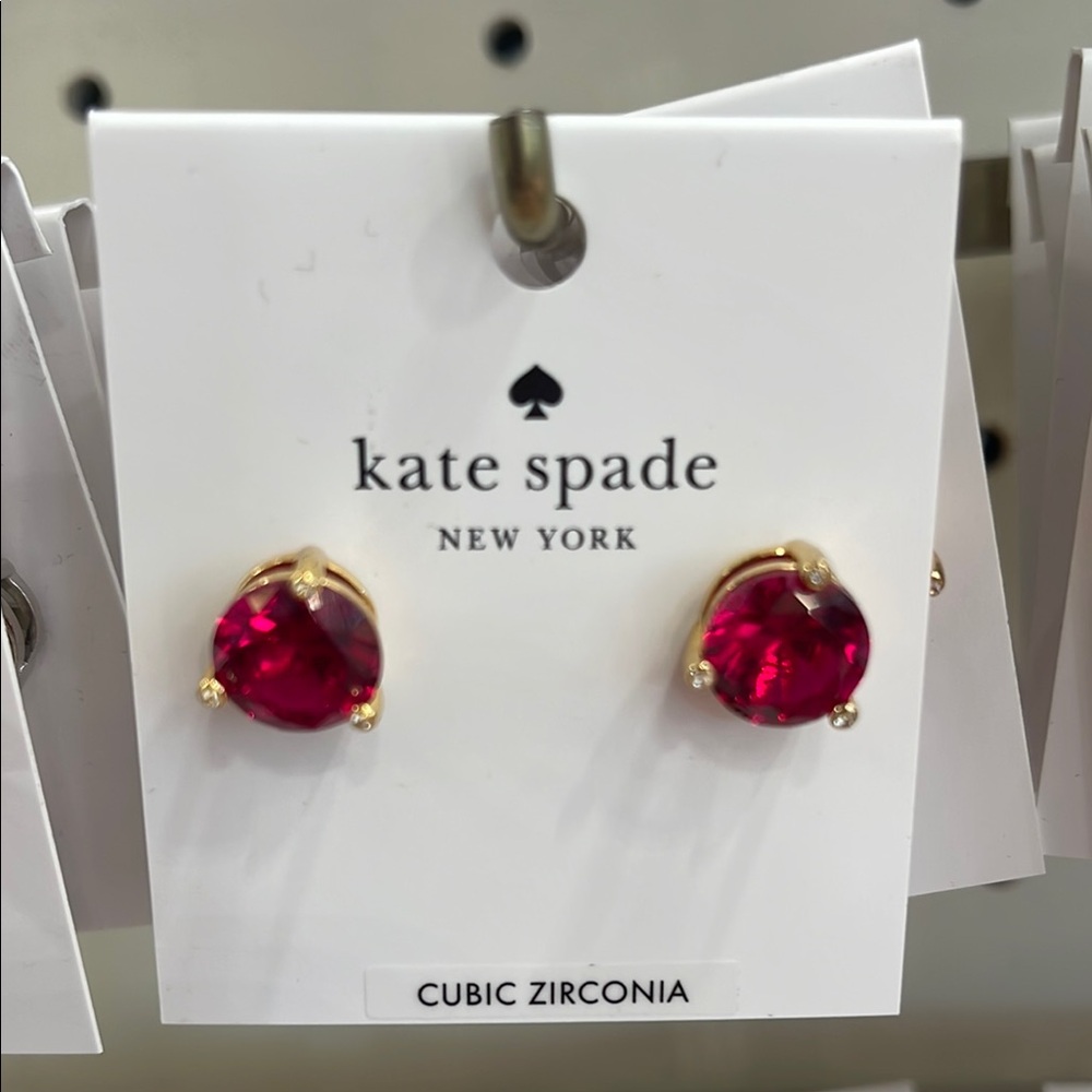 Kate Spade Red Cubic Zirconia Earrings - Picture 1 of 16